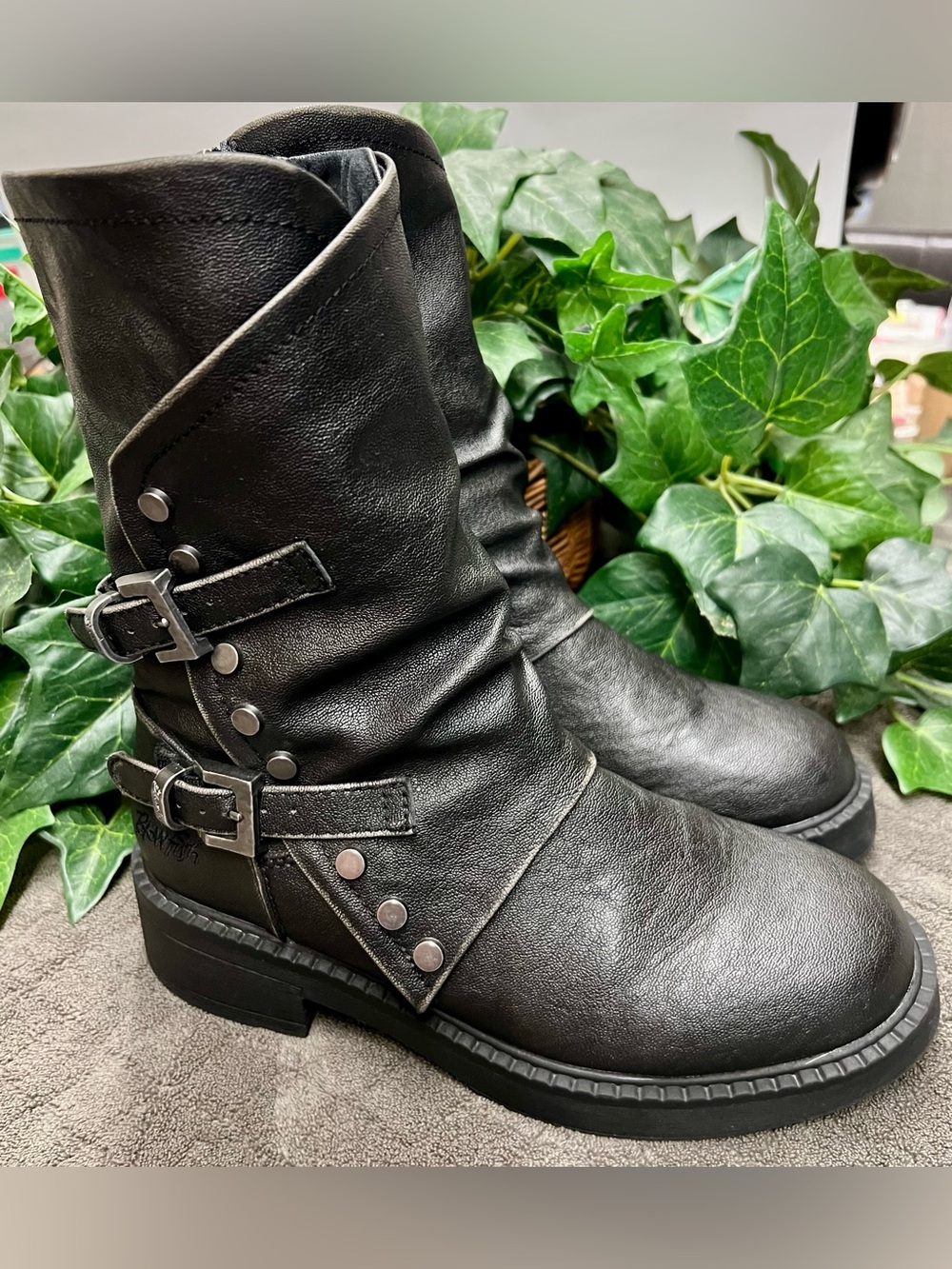 WORN 1x-Women's Blowfish Malibu Vegan Black Mid-Calf Venice Zipper Boots. Sz 6.5 - Picture 5 of 13